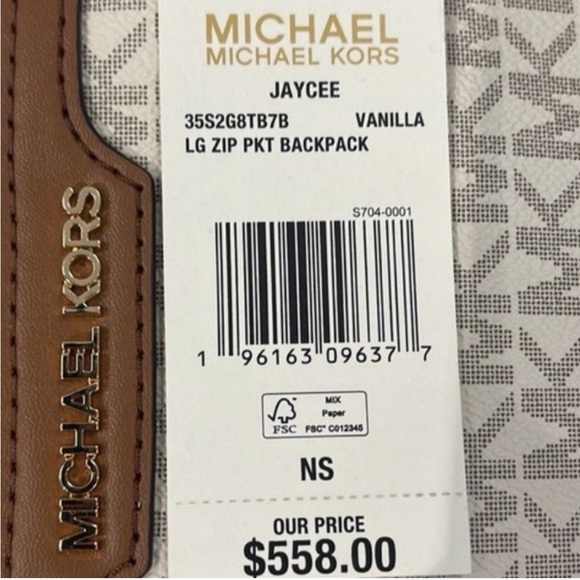 Michael Kors White and Tan Backpack